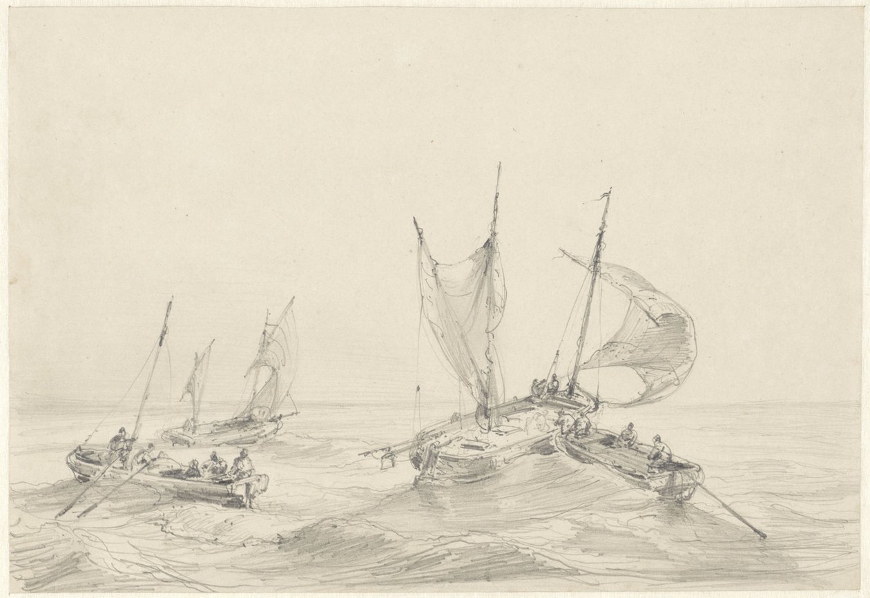 Sea with Fishing Boats by Louis Meijer