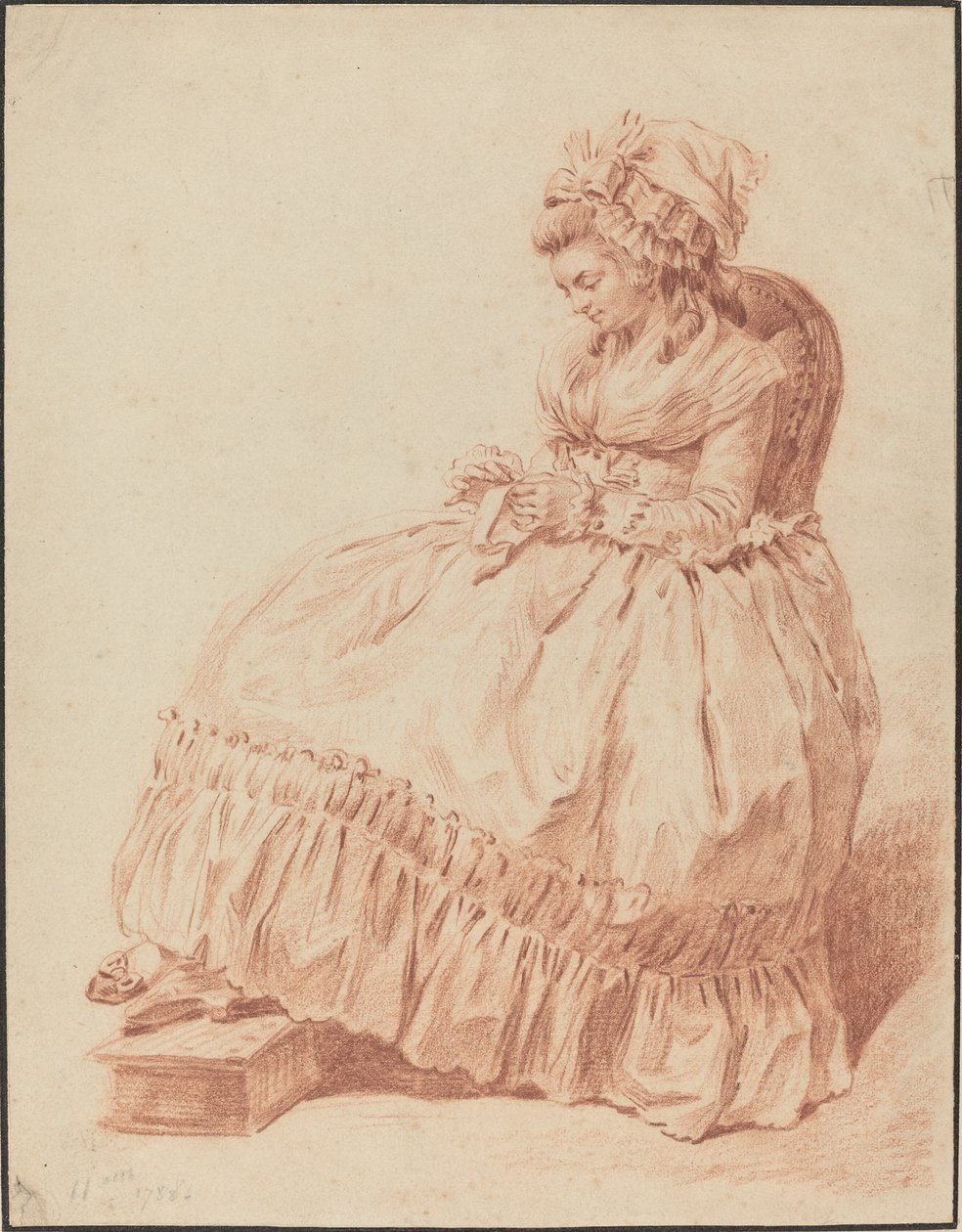 Seated Woman Sewing by Louis Rolland Trinquesse