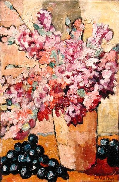 Still Life with Flowers and Black Grapes by Louis Valtat