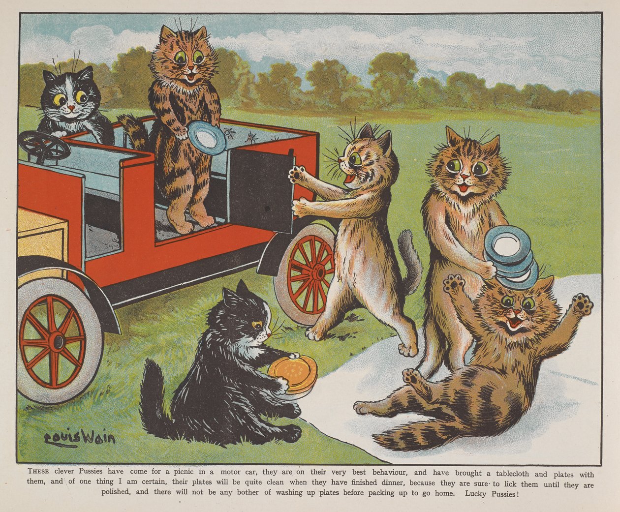 Cats Preparing for a Picnic by Louis Wain