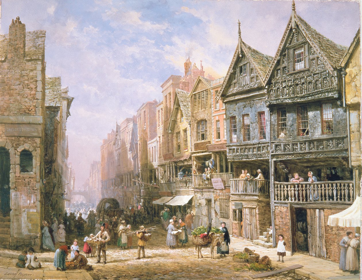Watergate Street, looking towards Eastgate, Chester by Louise Ingram Rayner