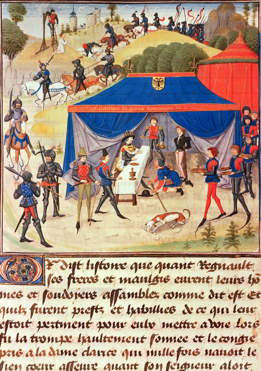 Renaud de Montauban and Charlemagne, from the Renaud de Montauban cycle by Loyset Liedet