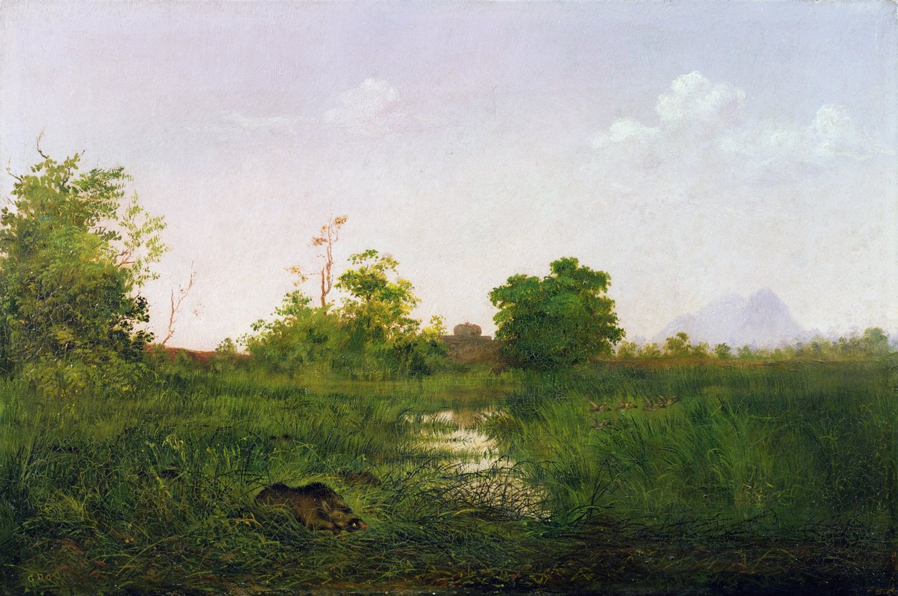 A sounder of warthogs in Sindolia Tank, Nasirabad Khandesh by Lt. Colonel George Dudley Carleton