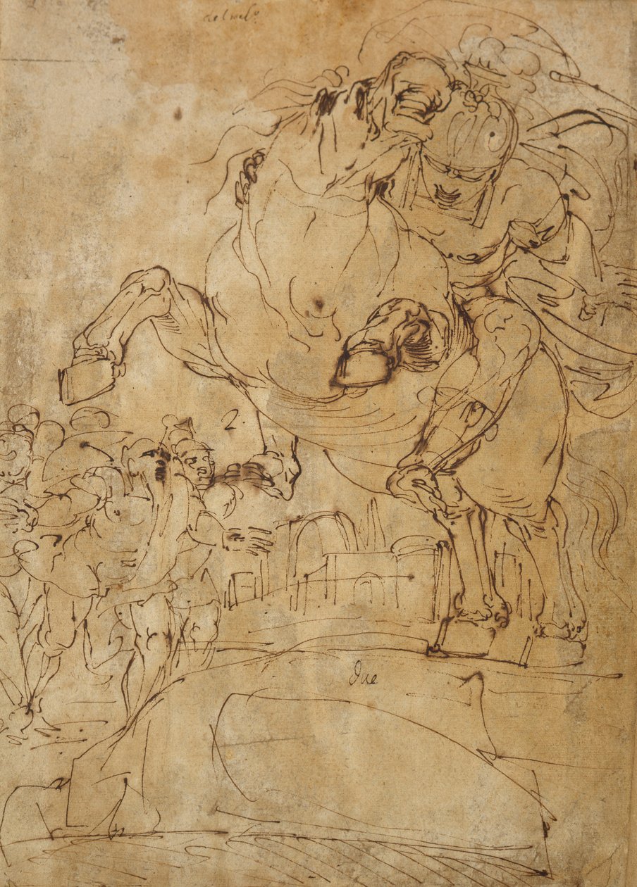 Marcus Curtius jumps into the Abyss, c.1574 by Luca Cambiaso