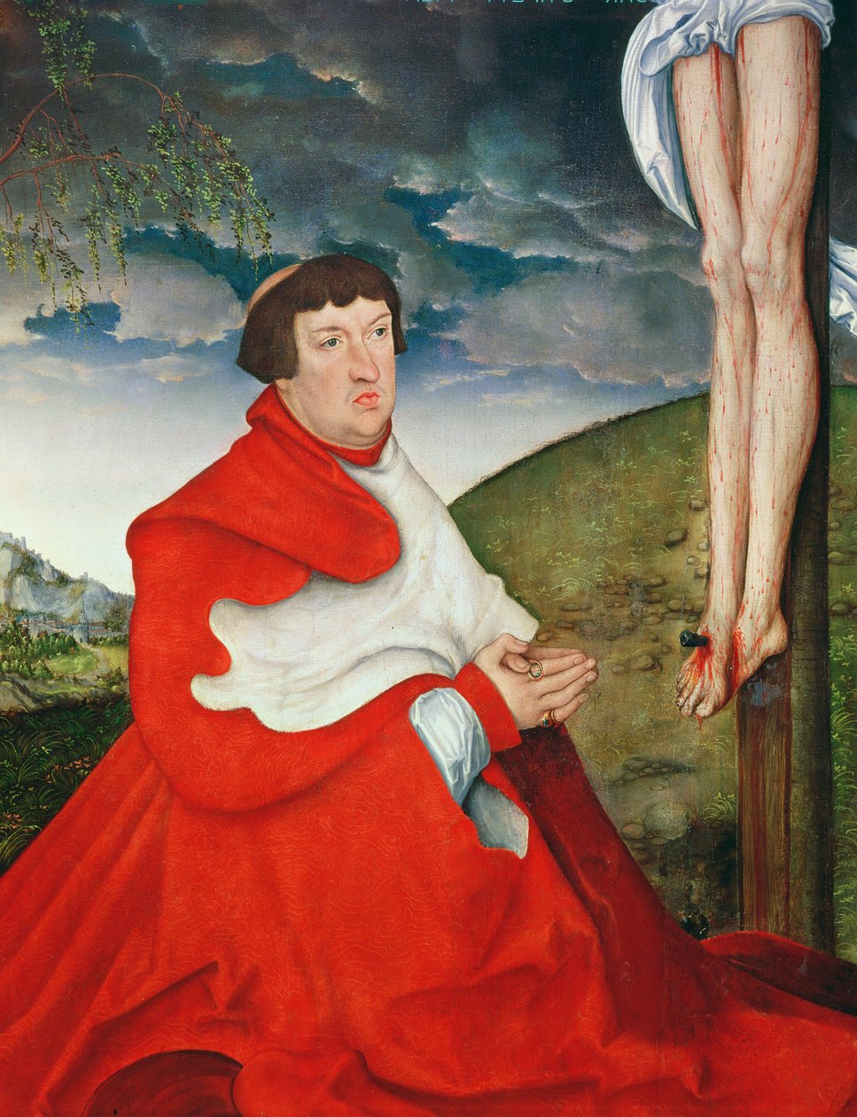Albert, Cardinal Elector of Mainz at the Foot of the Cross (detail) by Lucas Cranach the Elder