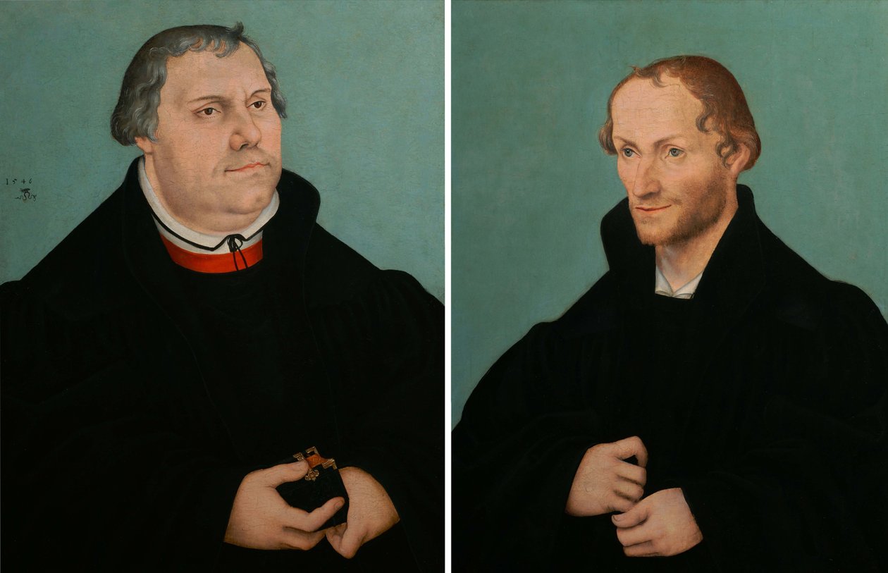 Portrait of Martin Luther & Portrait of Philippe Melanchthon by Lucas Cranach the Younger  