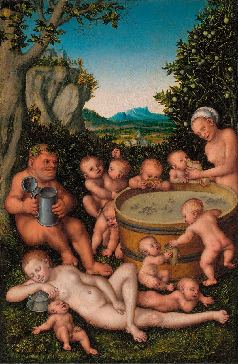 Bacchus at the Wine Vat by Lucas Cranach the Elder