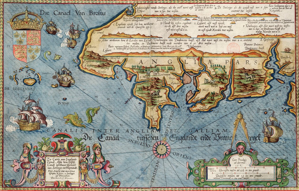 Chart of the English Channel by Lucas Janszoon Waghenaer