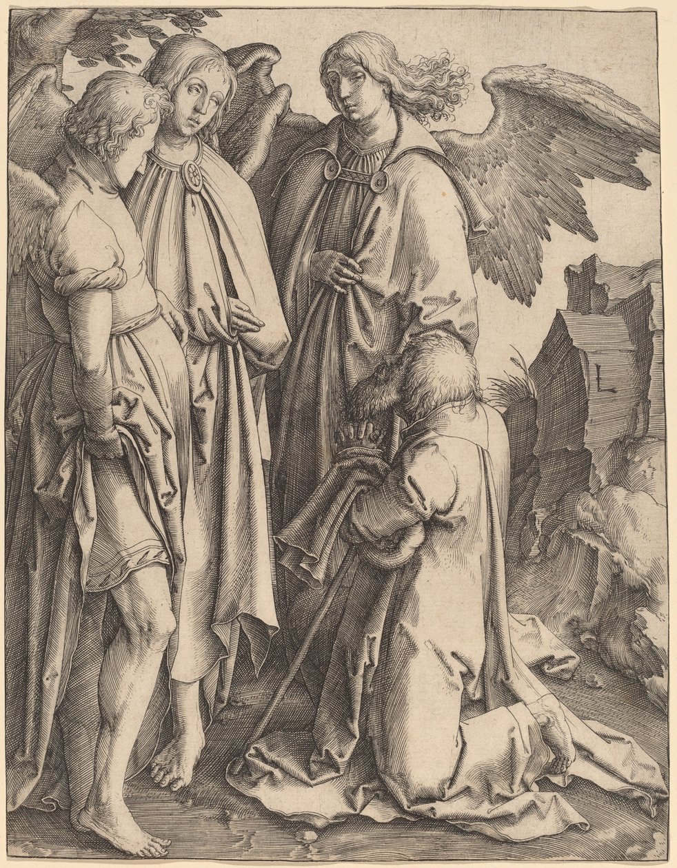 Abraham and the Three Angels by Lucas van Leyden