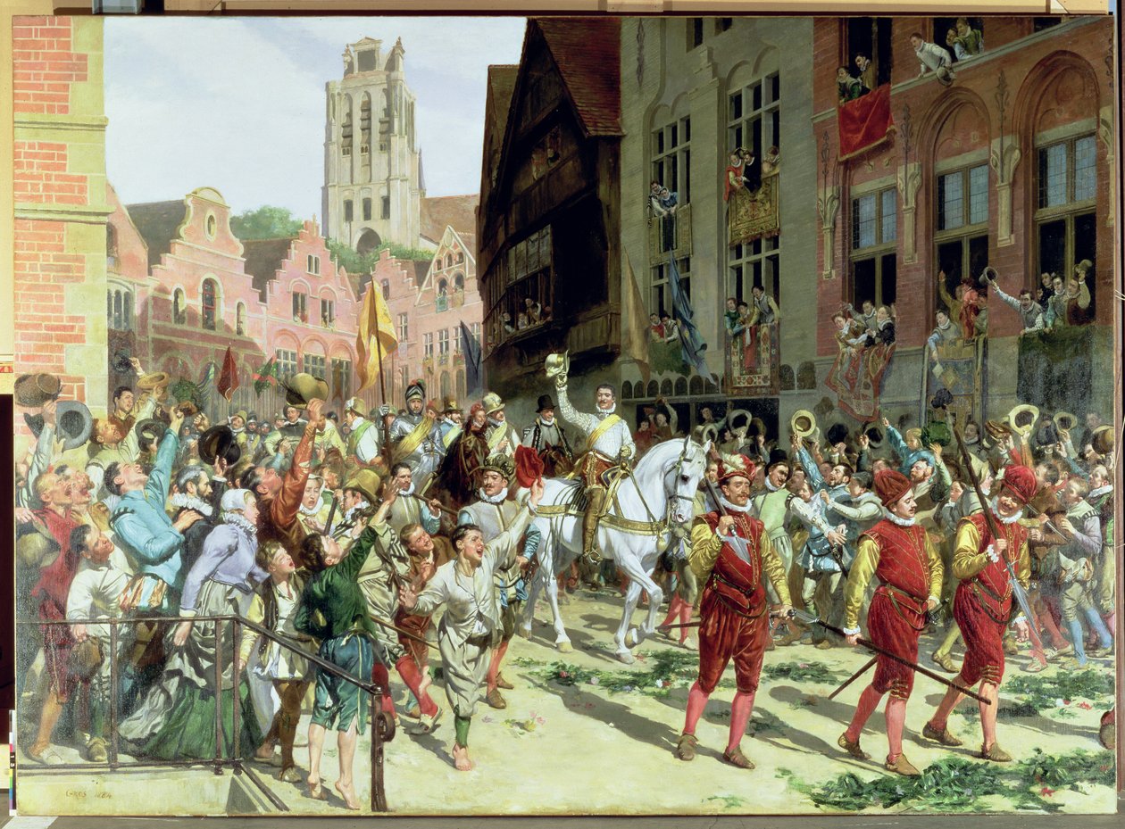 The Triumphal Arrival in Rotterdam of Prince Maurice of Orange-Nassau after the Battle of Nieuwpoort in 1600 by Lucien Alphonse Gros
