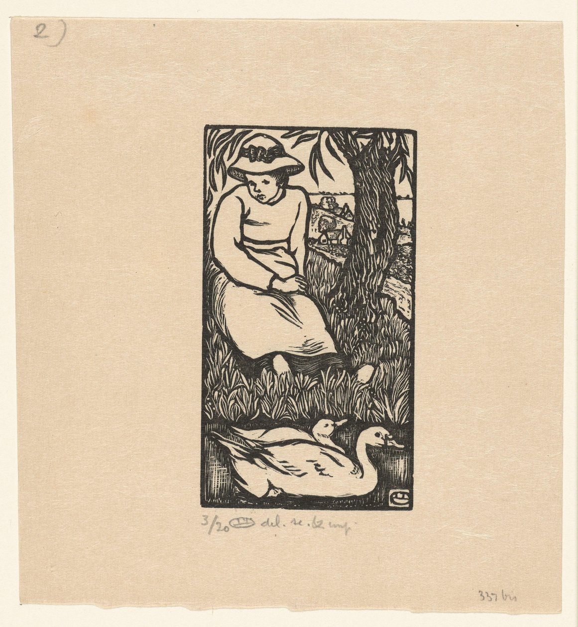 Girl and Two Ducks by Lucien Pissarro