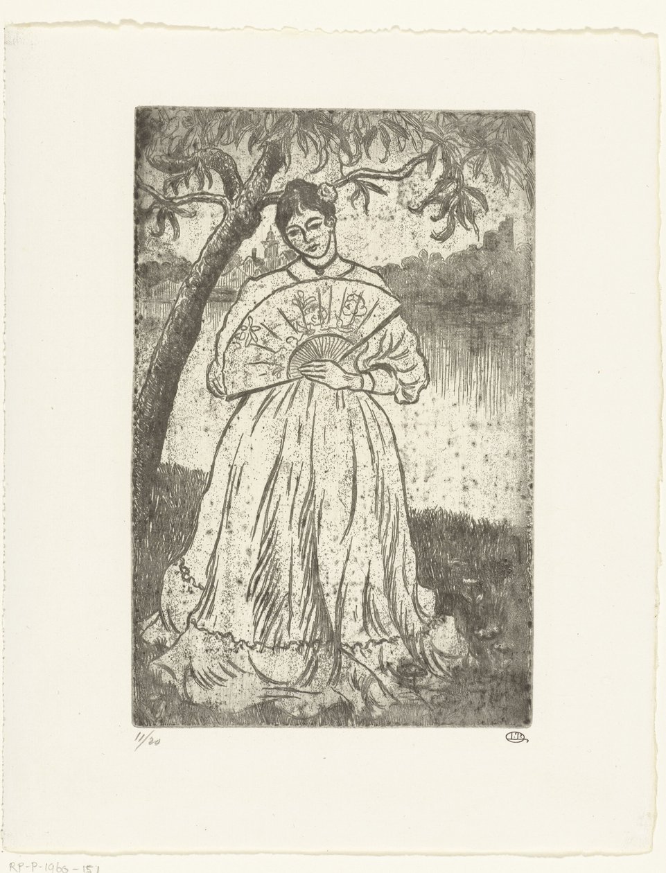 Woman with Fan by Lucien Pissarro