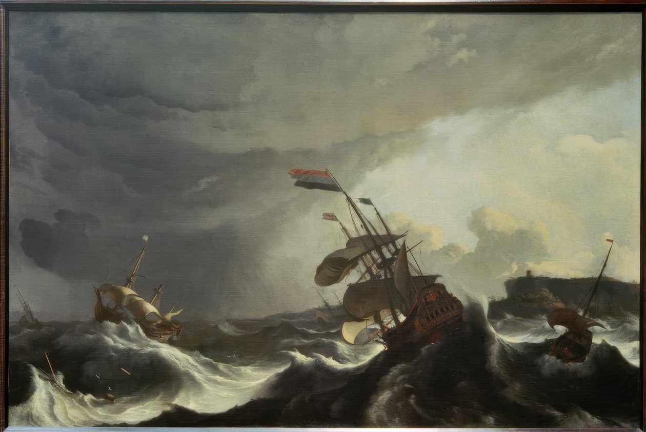 Ships in Distress During Heavy Storm by Ludolf Backhuysen