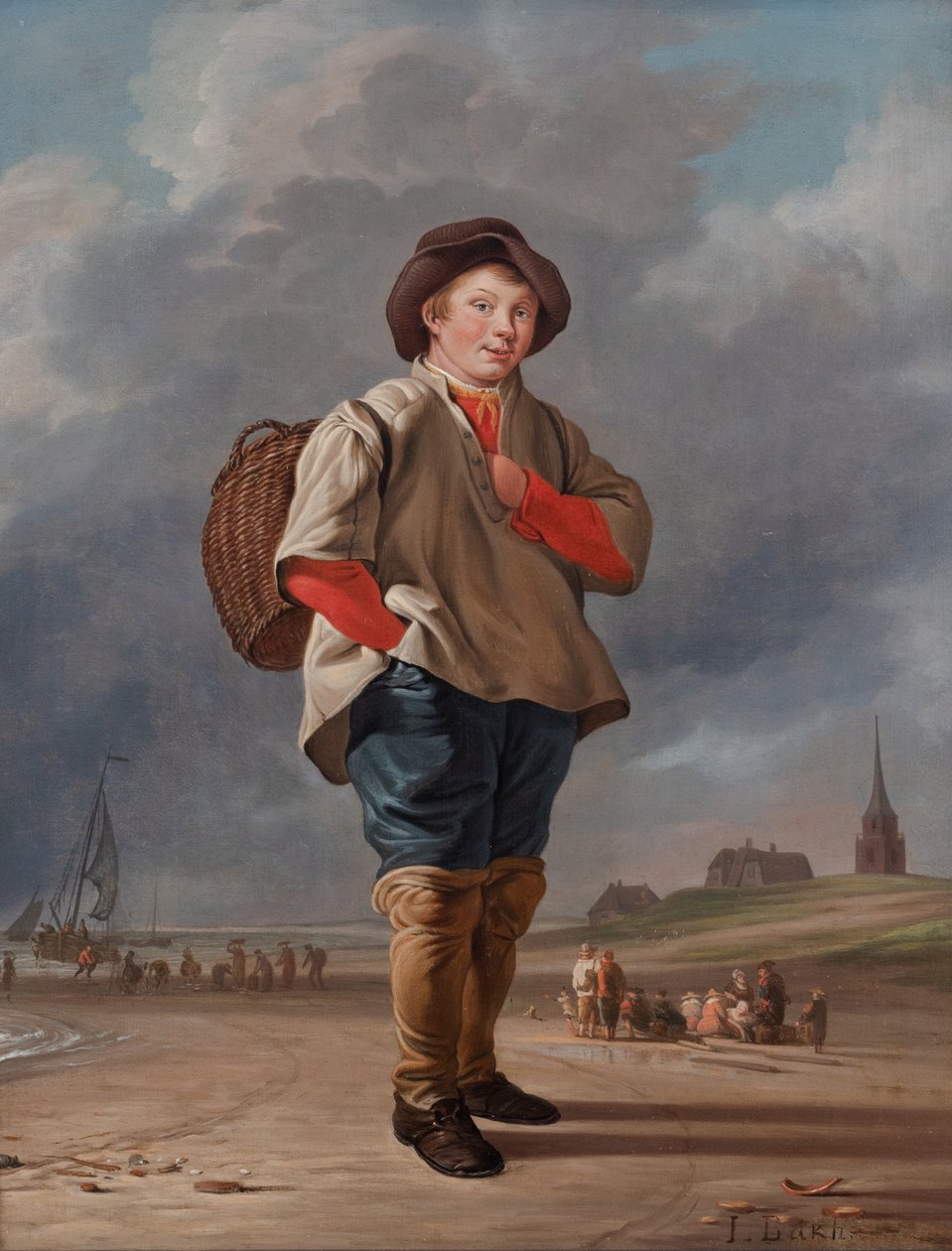 A Fisher Boy on the Beach by Ludolf I Backhuysen