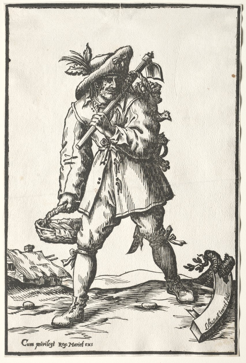 Peasant with Hoe, Basket and Hen by Ludolph Büsinck
