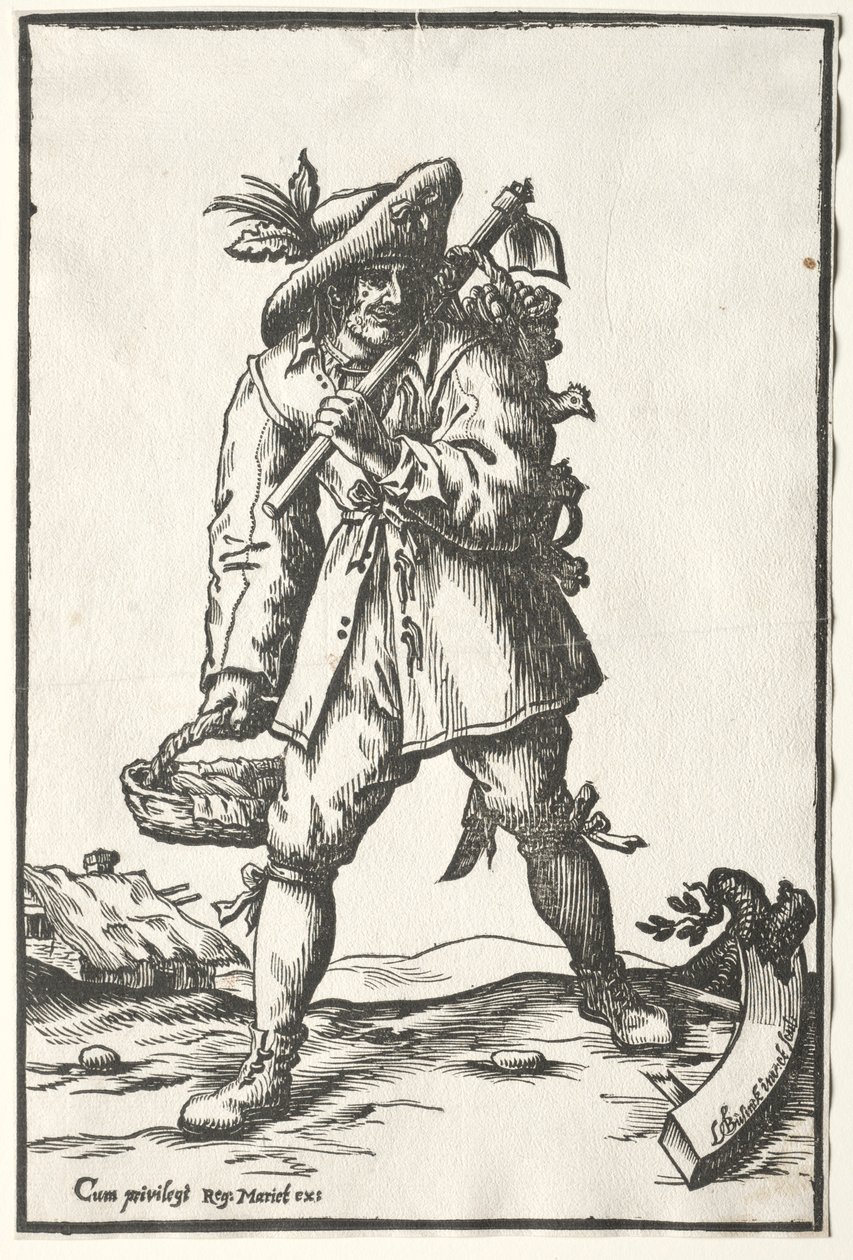 Peasant with Hoe, Basket and Hen by Ludolph Büsinck