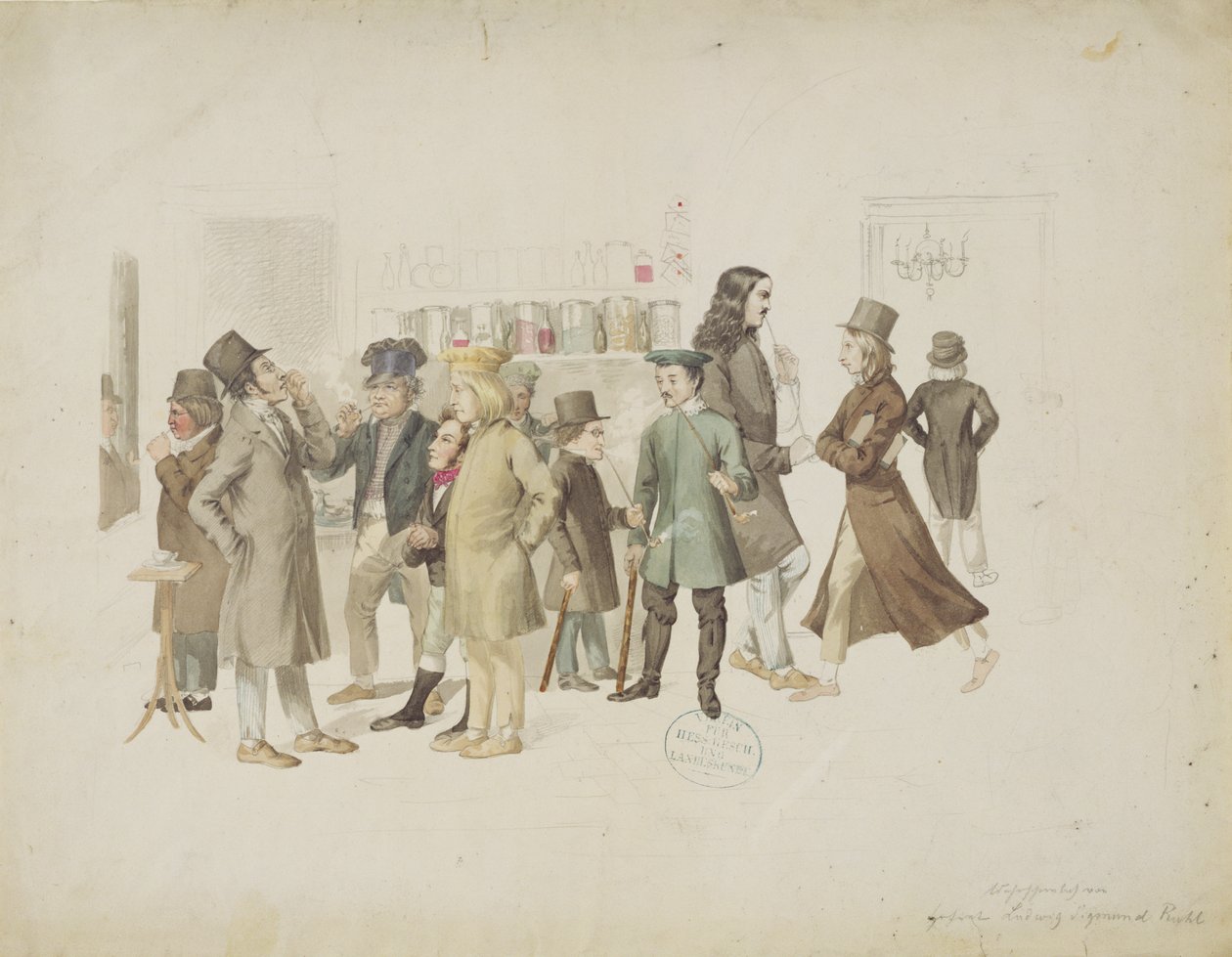 German Artists in Cafe Greco by Ludwig Sigismund Ruhl
