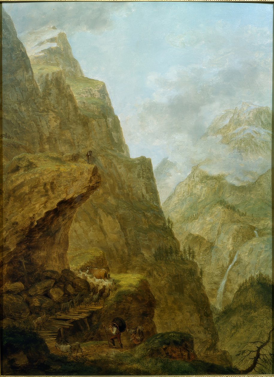 At Klausen Pass with Herd by Ludwig Hess
