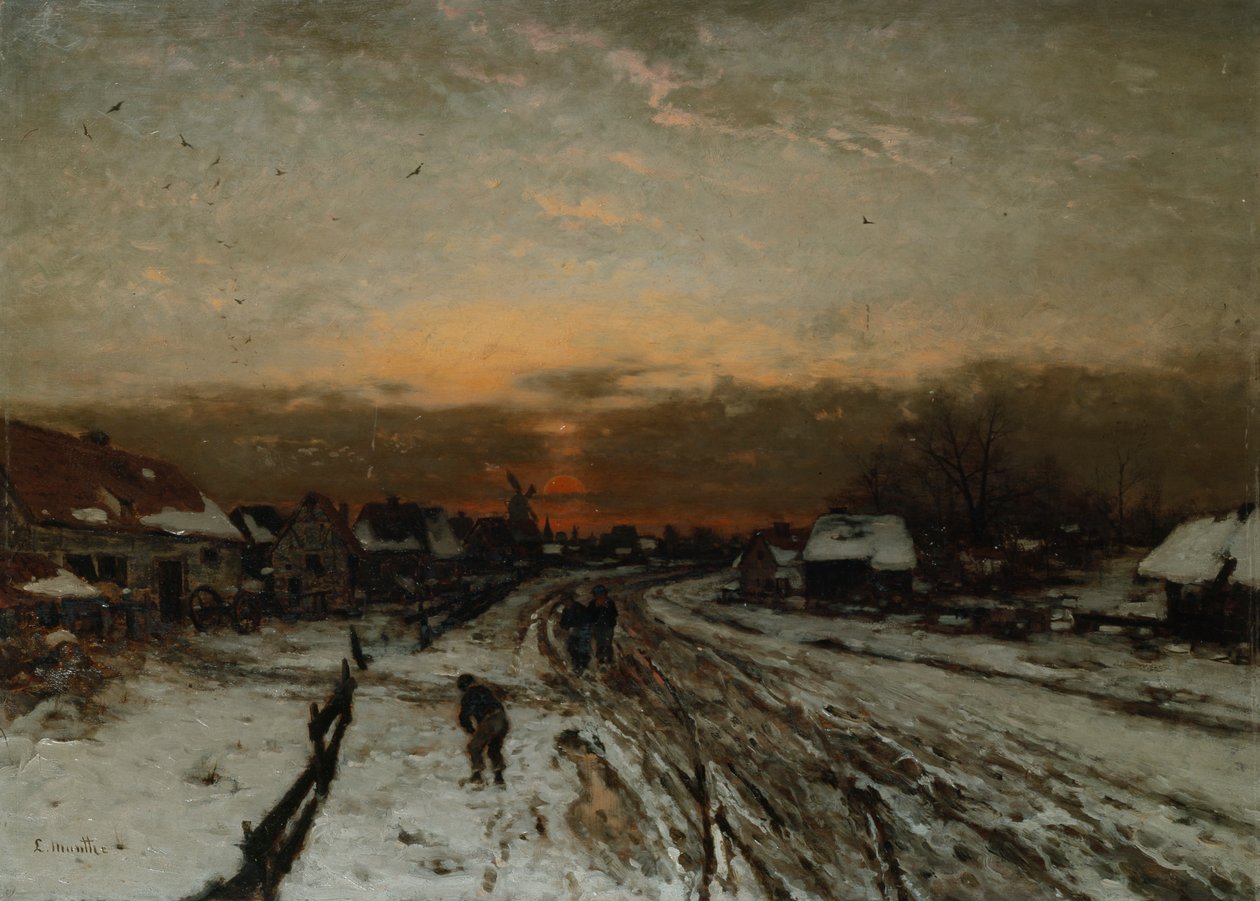 Winter landscape with sunset by Ludwig Munthe