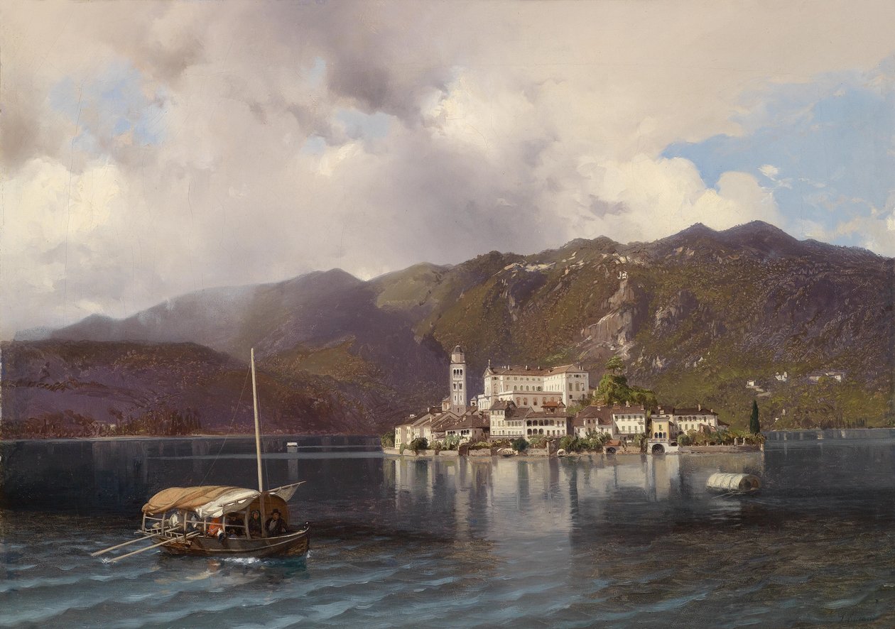 View of Isola San Giulio in Lake Orta, Piedmont by Luigi Riccardi