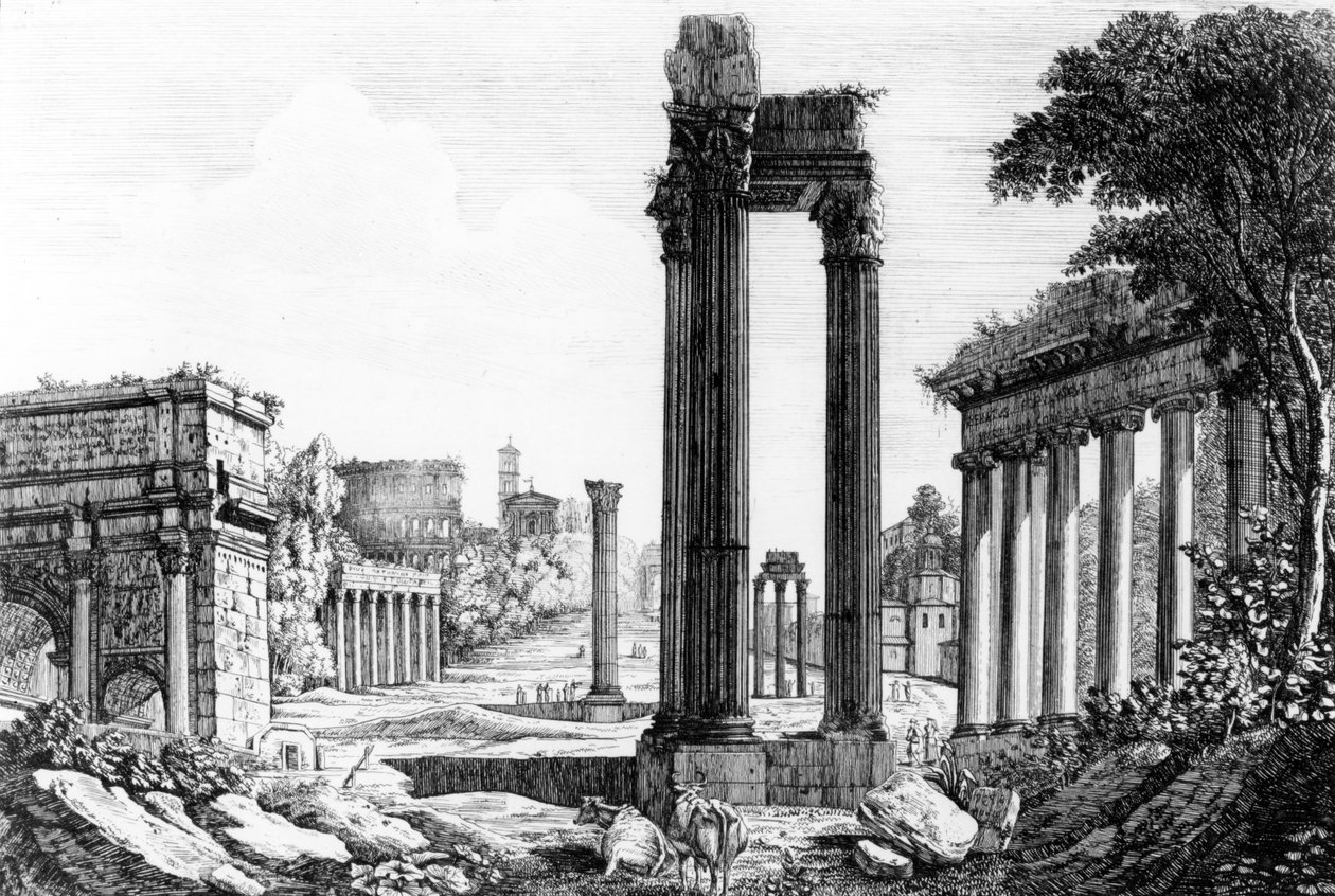 General View of the Roman Forum, 1817 by Luigi Rossini