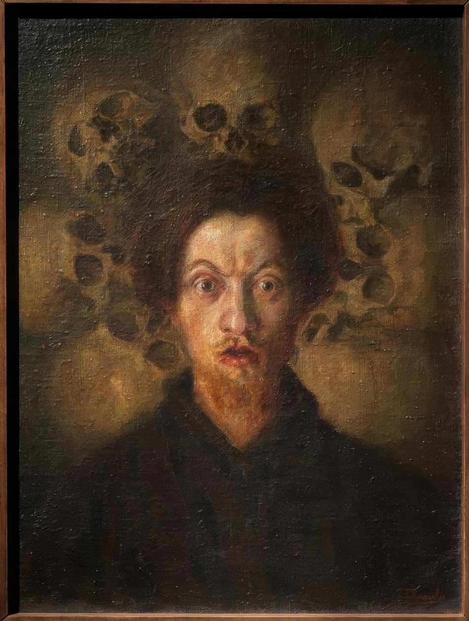 Self-Portrait with Skulls by Luigi Russolo