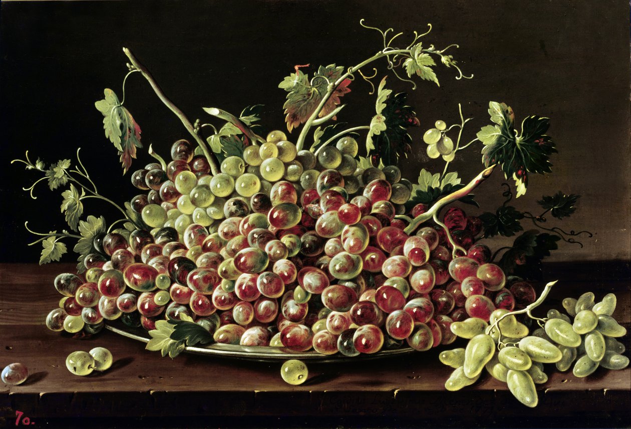 Still Life with a Plate of Grapes by Luis Egidio Melendez