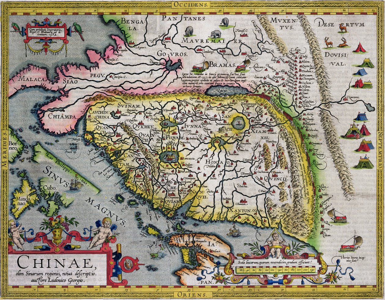 The first western atlas map of China, from the Ortelius Theatrum atlas, 1584 by Luis Jorge de Barbuda
