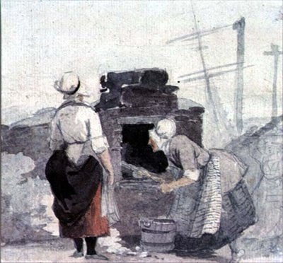 Two Women at an Oven by Luke attr. to Clennell