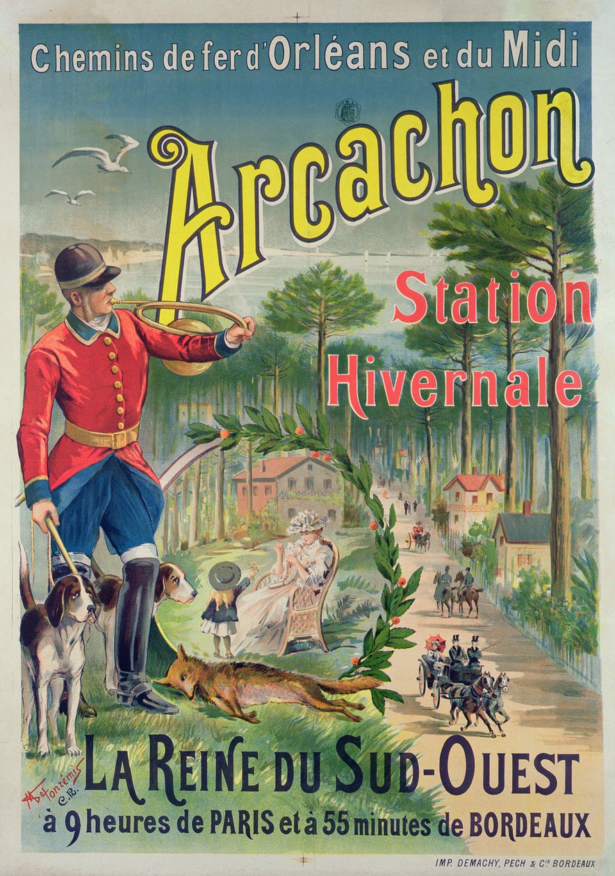 Poster Advertising the Seaside Resort of Arcachon by M. de Fonremis