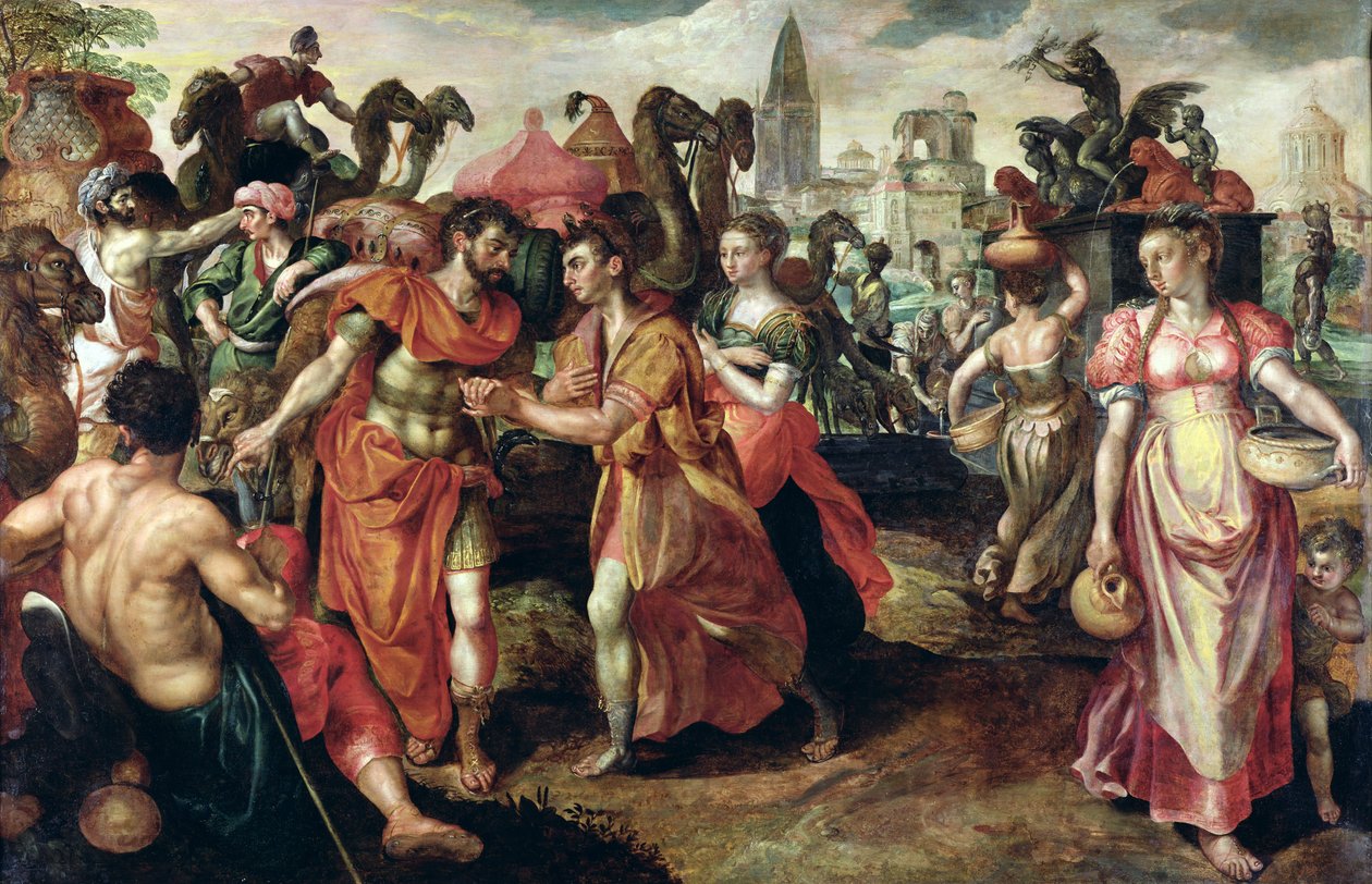 Laban Searching for Eliezer at the Well by Maarten de Vos