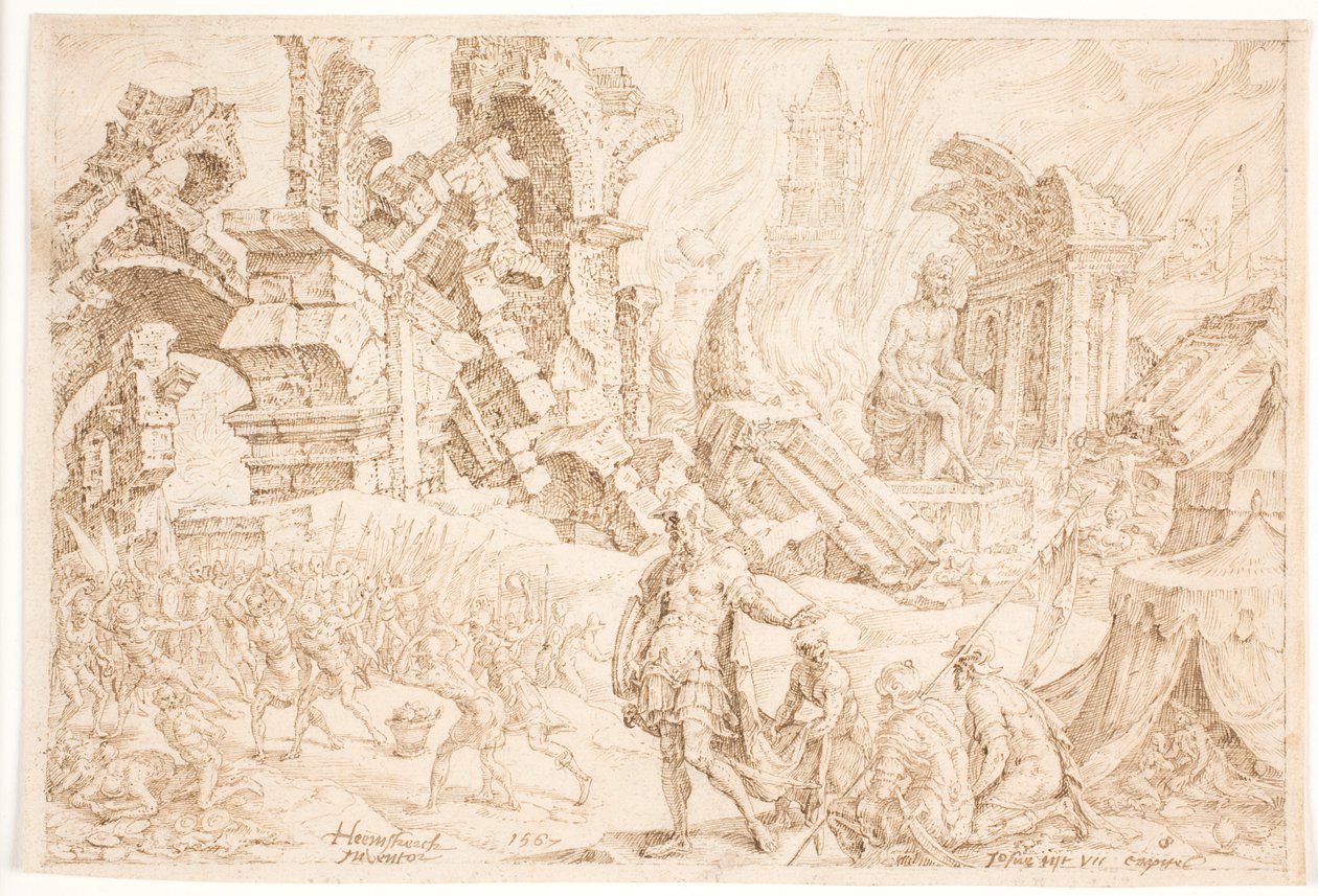 Achan and His Family Being Stoned by Maarten van Heemskerck