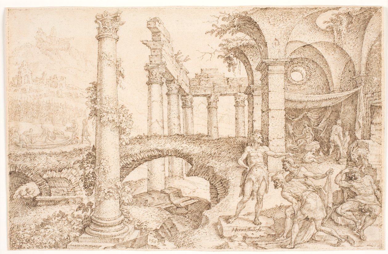 Ham Mocking Noah by Maarten van Heemskerck