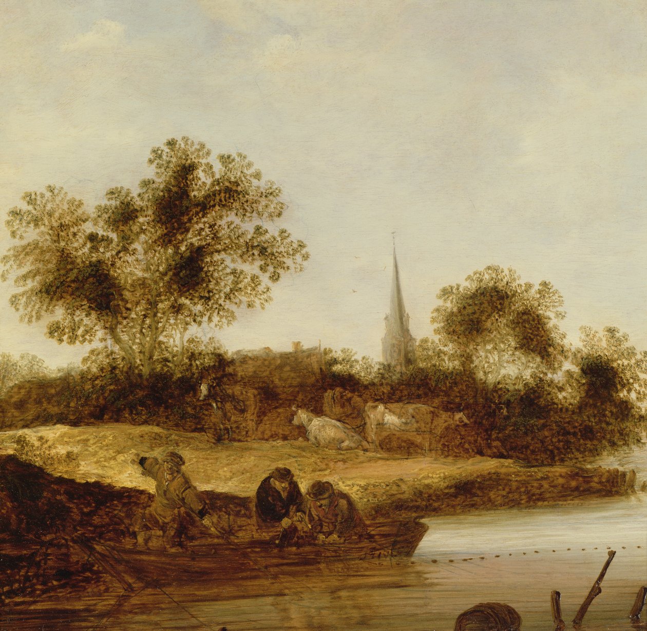 A Wooded River Landscape by Maerten Fransz van der Hulst