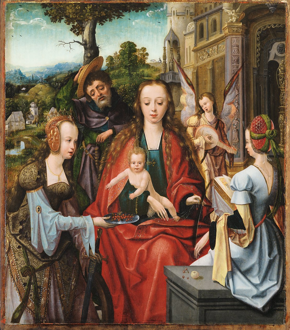 The Holy Family with Two Saints by Maestro de la Adoración