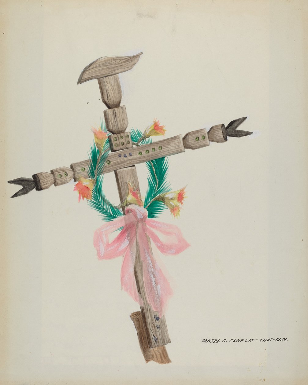 Carved Cross - Grave by Majel G. Claflin