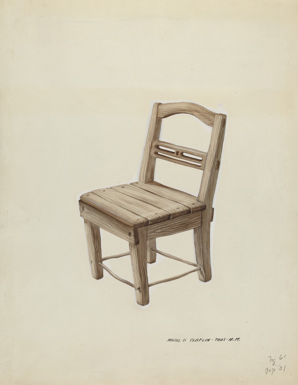 Small Wooden Chair by Majel G. Claflin