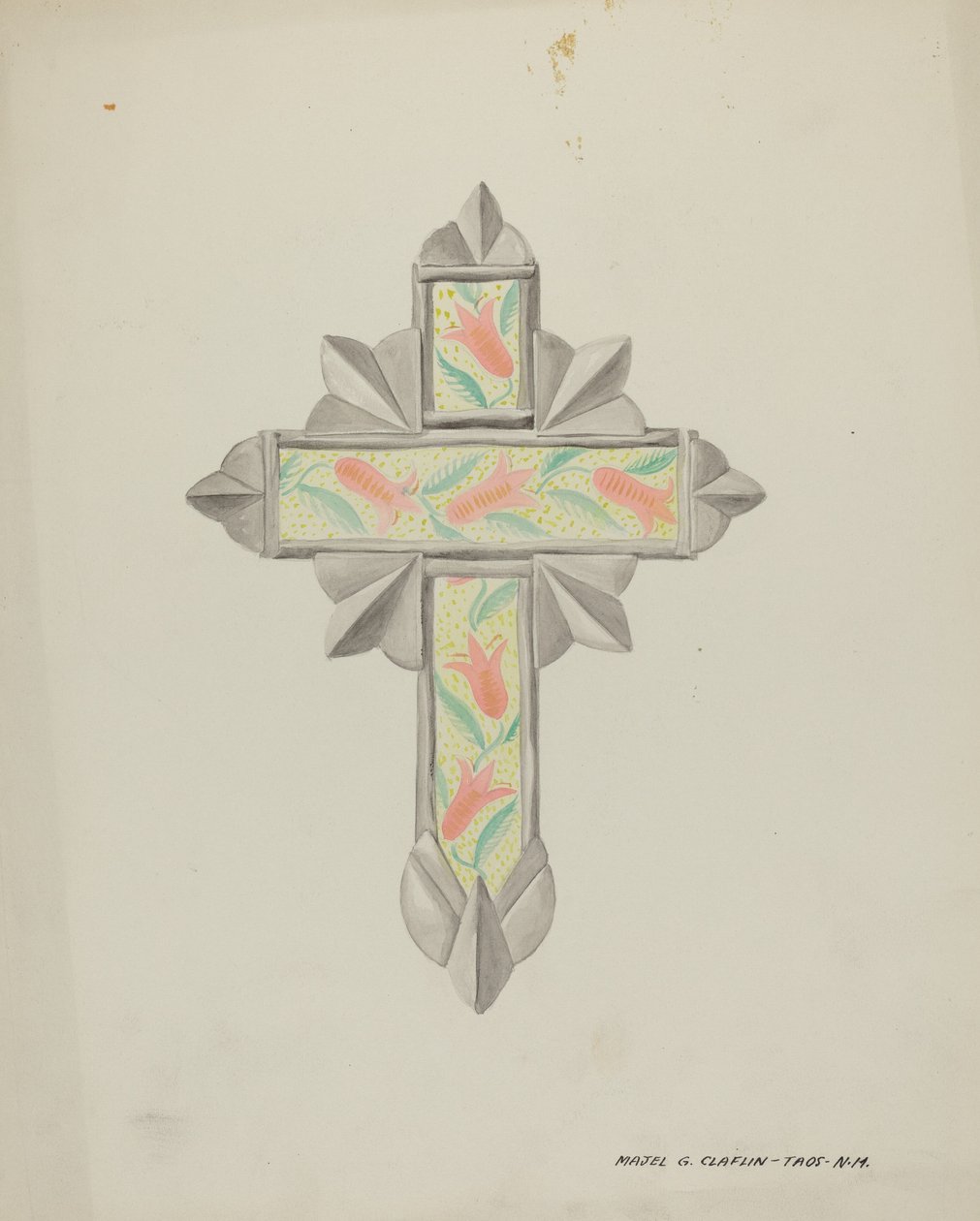 Tin & Wall Paper Cross, c. 1937 by Majel G. Claflin
