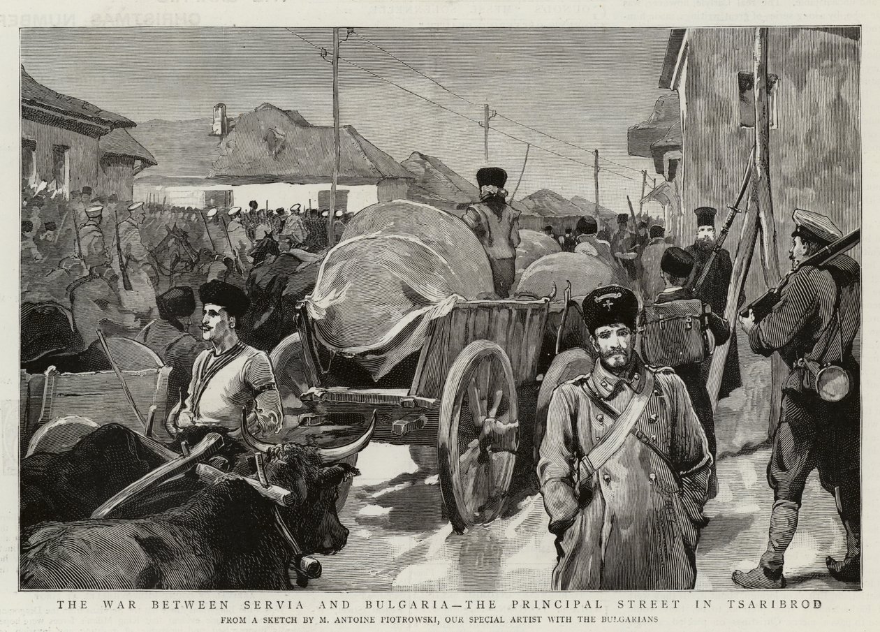 The War between Servia and Bulgaria, the Principal Street in Tsaribrod by Maksymiljan Antoni Piotrowski