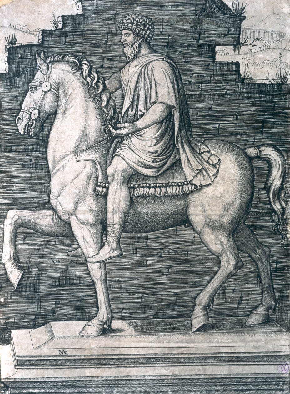 Equestrian Statue of Marcus Aurelius by Marcantonio Raimondi