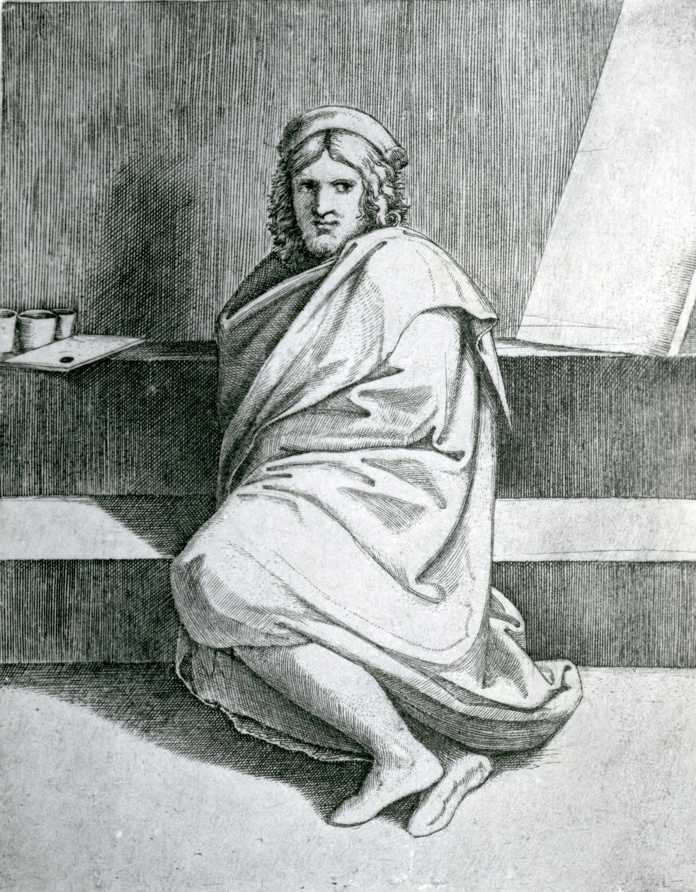 Raphael in a Cloak by Marcantonio Raimondi