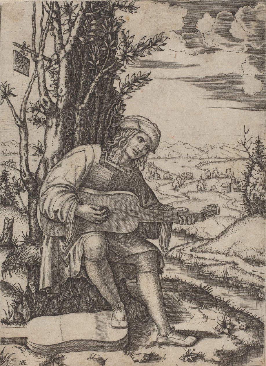The Guitar Player by Marcantonio Raimondi