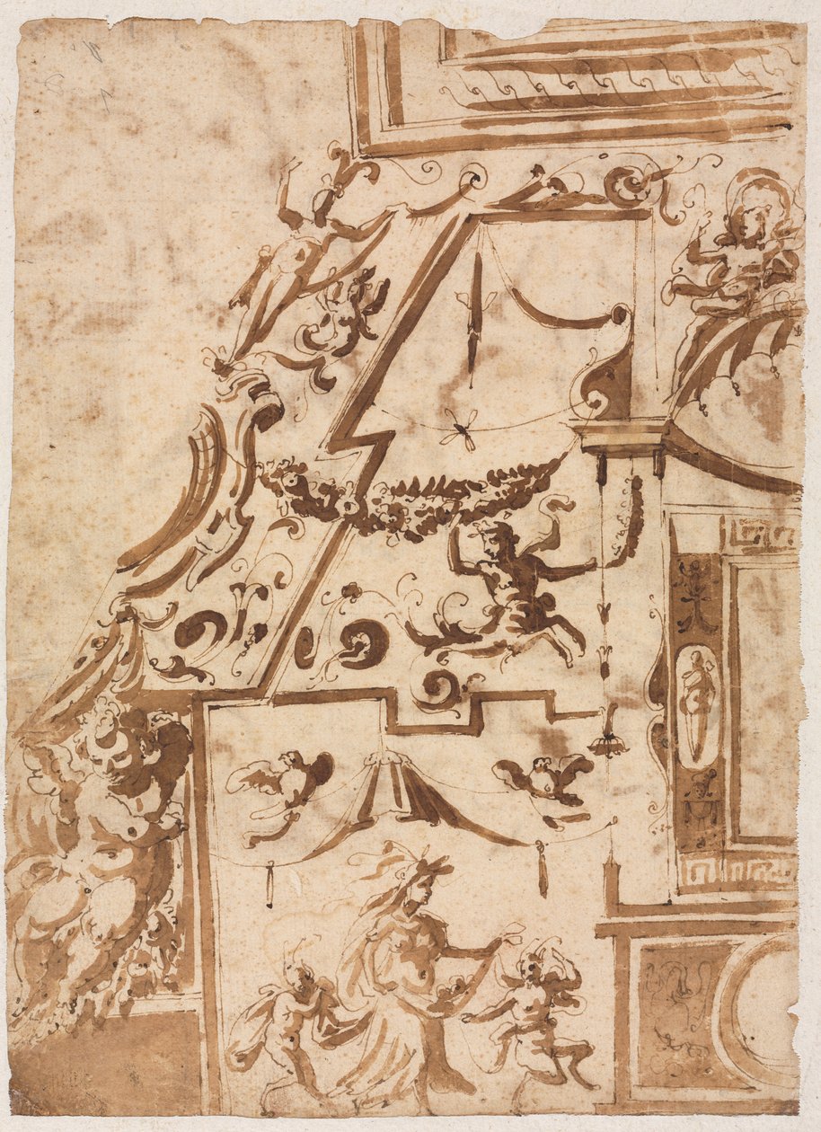 Grotesque with a Leaping Centaur (verso) by Marco Marchetti
