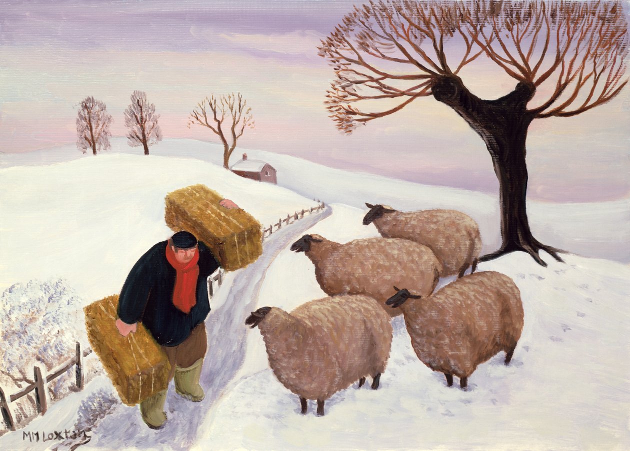 Carrying Hay to the Sheep in Winter by Margaret Loxton