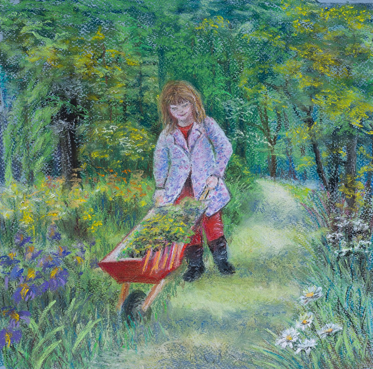 Helping Grandpa in the Garden by Margo Starkey