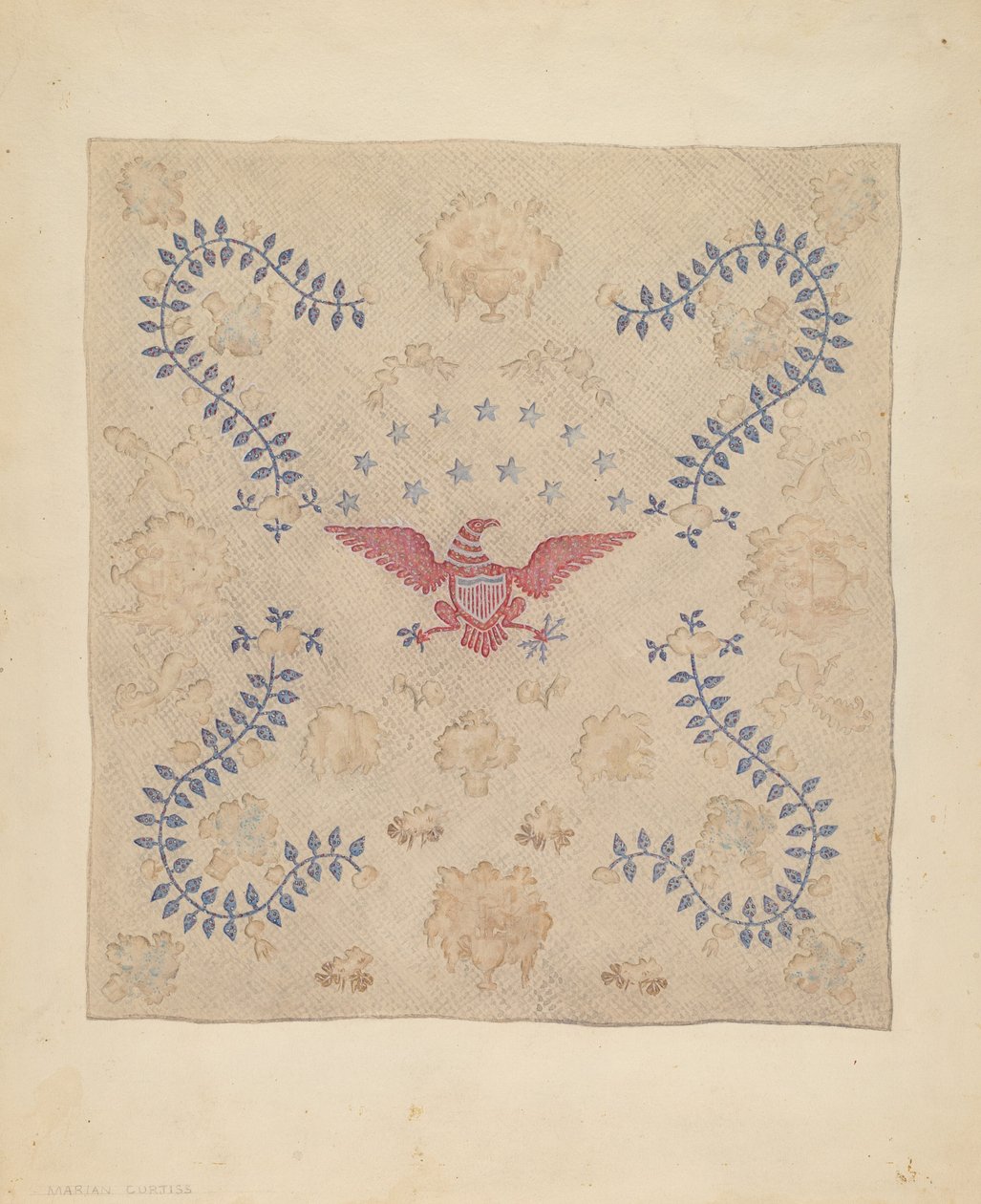 Eagle and Stars Bedspread by Marian Curtis Foster