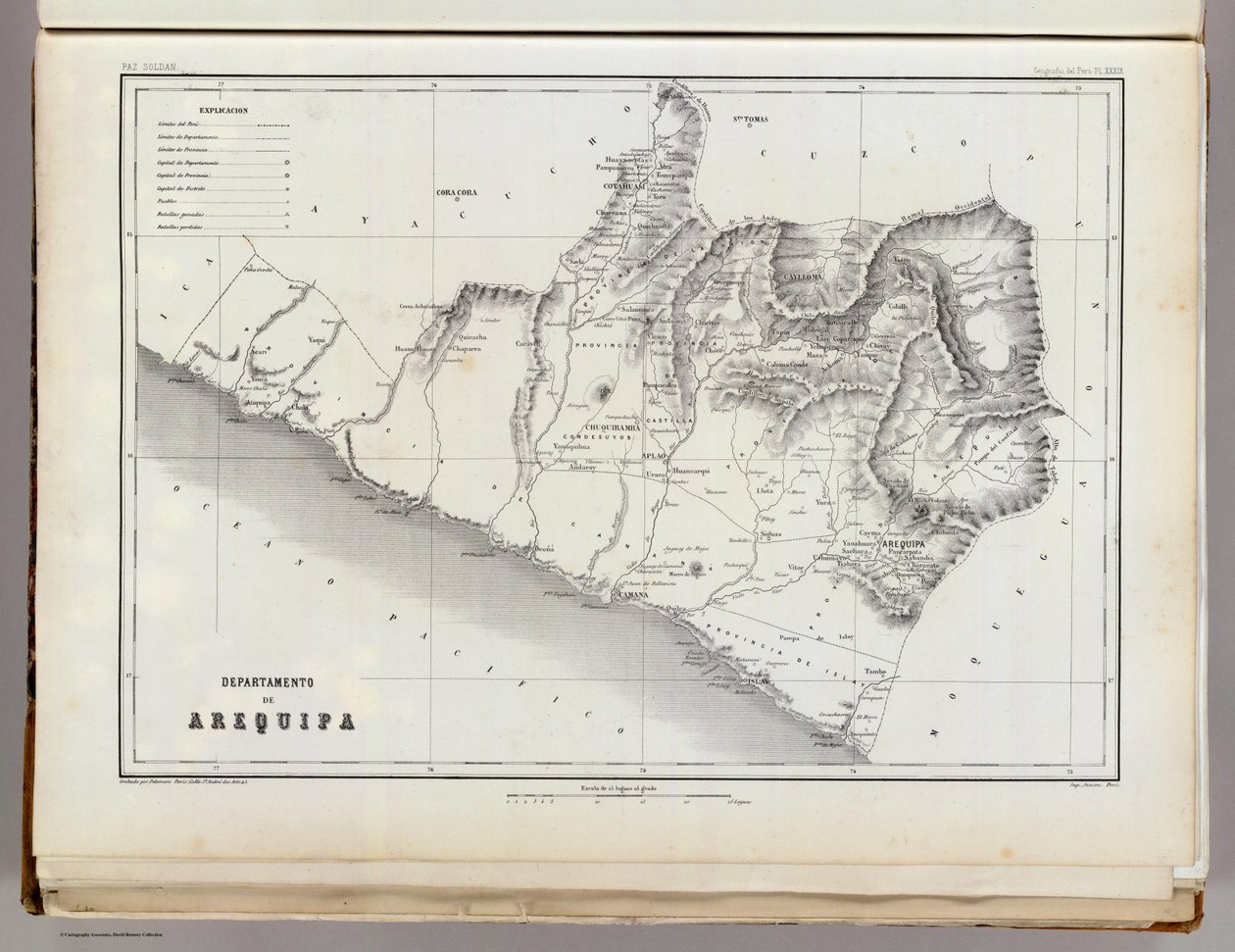 Map of Arequipa, 1865 by Mariano Felipe Paz Soldan