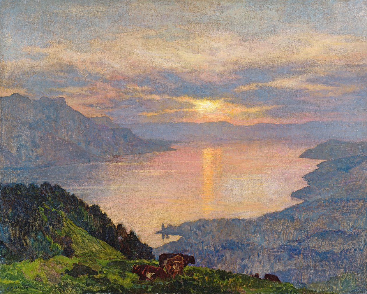 Sunset on Lake Geneva, 1907 by Marie Auguste Emile Rene Menard