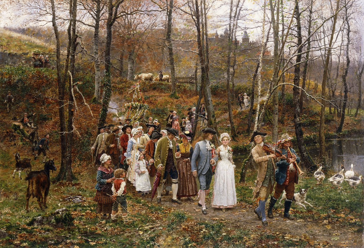 A Wedding Procession by Marie Francois Firmin Girard