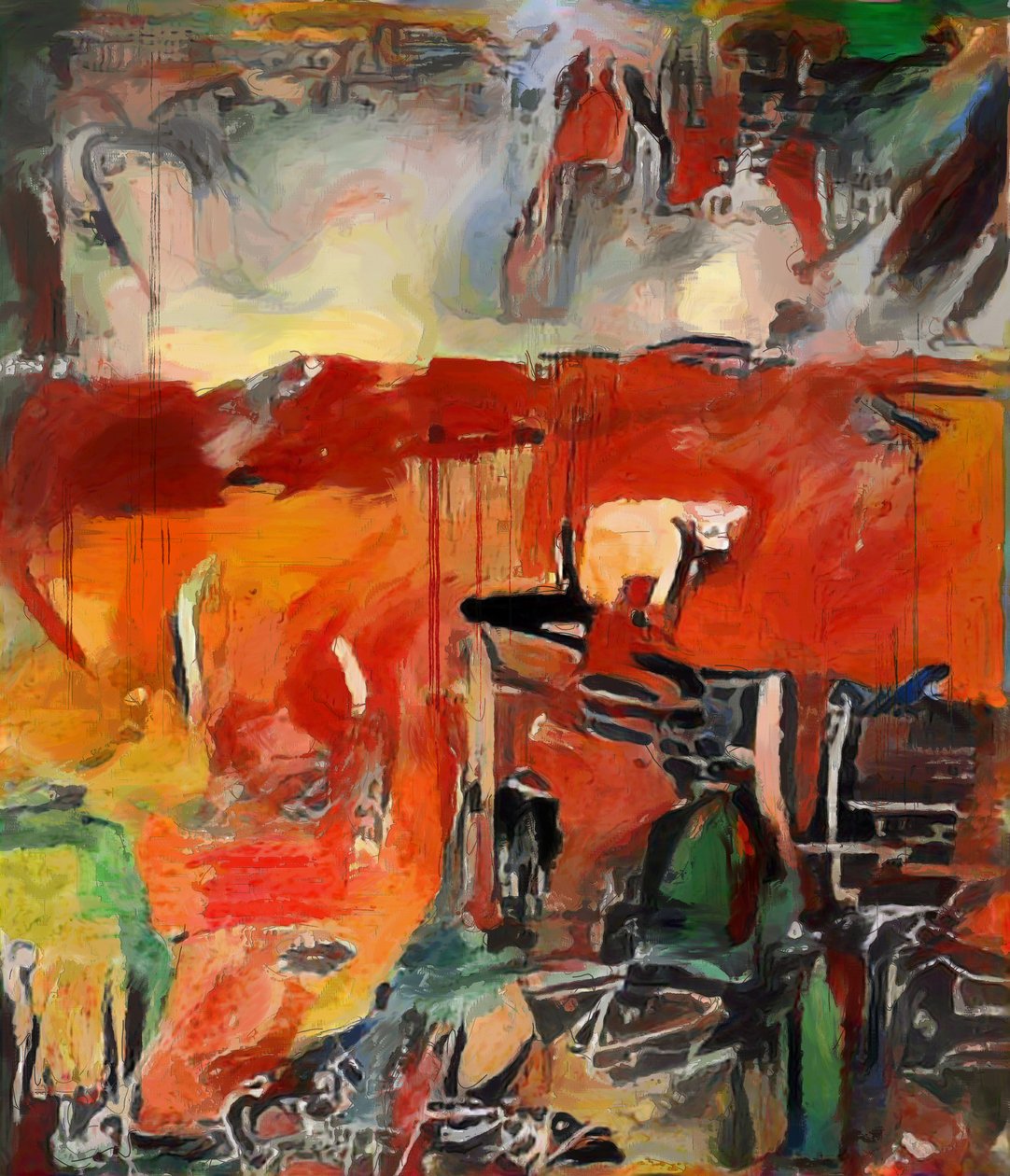 Red Landscape with Cow by Mark Gordon